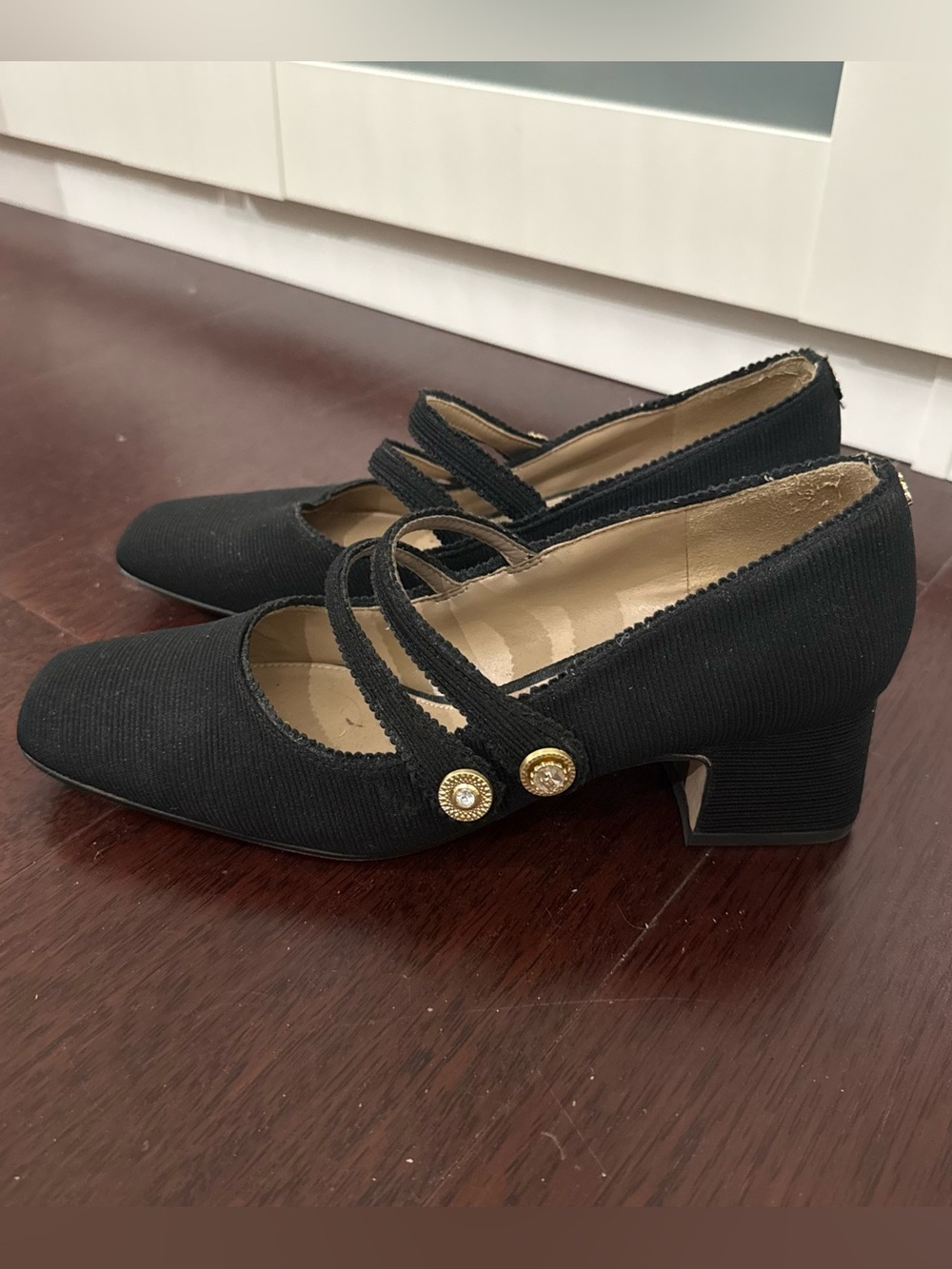 Sam Edelman Black Double-Strap Mary Jane Block Heels - Picture 2 of 5